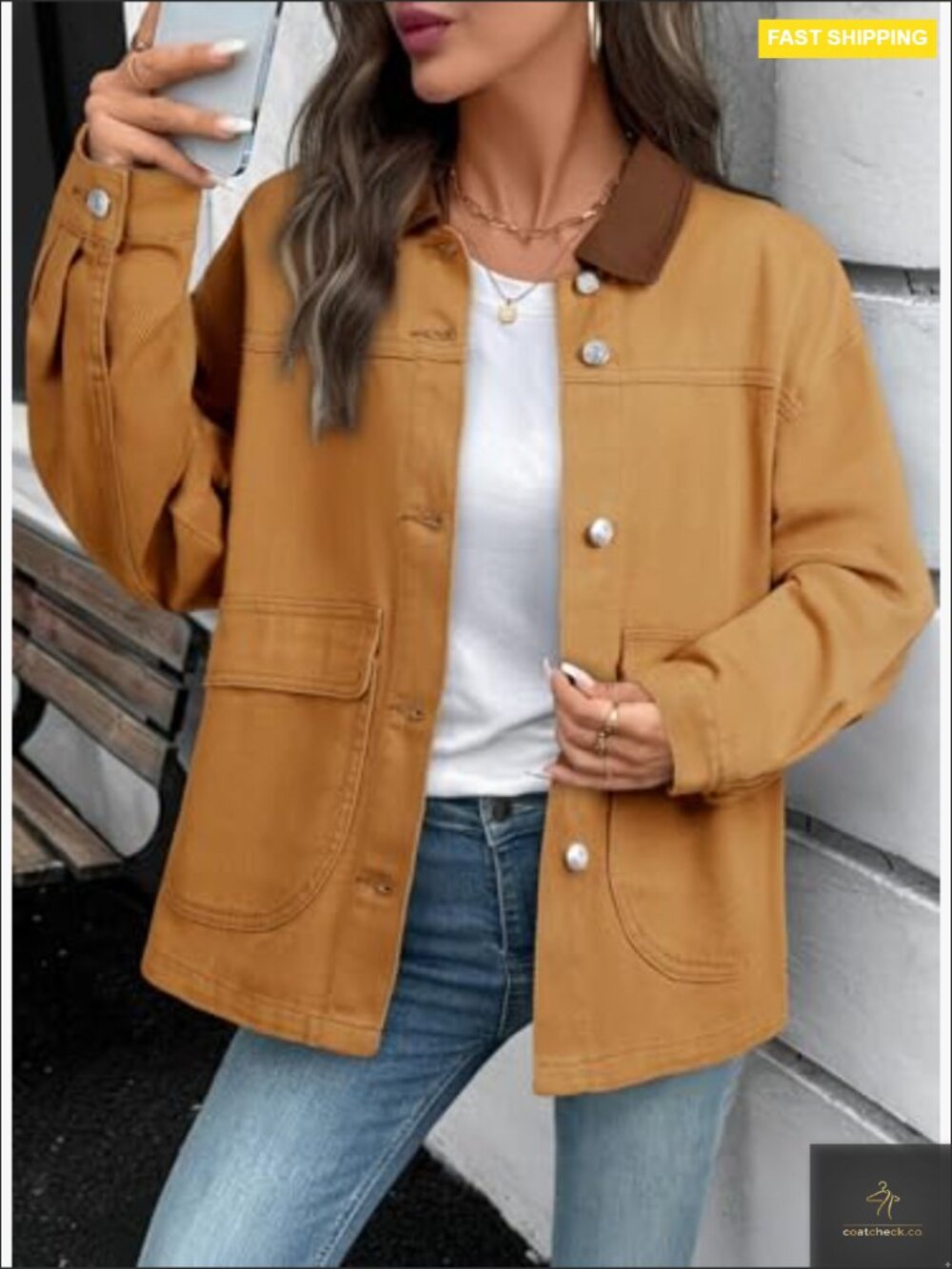 Oversized Denim Jacket Button Down Boyfriend Fit Casual Trendy Fall Spring Layer - Picture 5 of 7